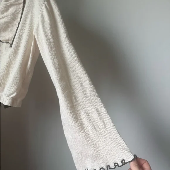 Anthropologie Nation Los Angeles Daisy Oversized Collar Button-Front Top - Picture 8 of 12